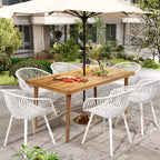 Christopher Knight Home Lillian Ensemble de salle à manger d'extérieur 7 pièces moderne en acacia et polypropylène