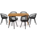 Christopher Knight Home Lillian Ensemble de salle à manger d'extérieur 7 pièces moderne en acacia et polypropylène
