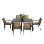 GDFStudio Eudora Outdoor Weatherproof 7 Pieces Patio Dining Set with 6 Textilene Chairs