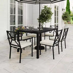 Martha Stewart 7-Piece Steel Patio Dining Set with 6 Stackable Chairs and 62 Table in Black
