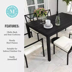 Martha Stewart 7-Piece Steel Patio Dining Set with 6 Stackable Chairs and 62 Table in Black