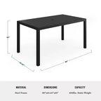 Martha Stewart 7-Piece Steel Patio Dining Set with 6 Stackable Chairs and 62 Table in Black
