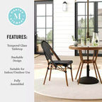 Table de salle à manger de bistrot Martha Stewart Lily Pond, intérieure-extérieure, avec 2 chaises de bistrot empilables