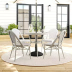 Martha Stewart Lily Pond Indoor-Outdoor Bistro Dining Table with 4 Stackable Bistro Chairs