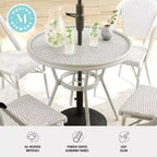 Martha Stewart Lily Pond Indoor-Outdoor Bistro Dining Table with 4 Stackable Bistro Chairs