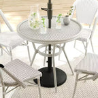 Martha Stewart Lily Pond Indoor-Outdoor Bistro Dining Table with 4 Stackable Bistro Chairs