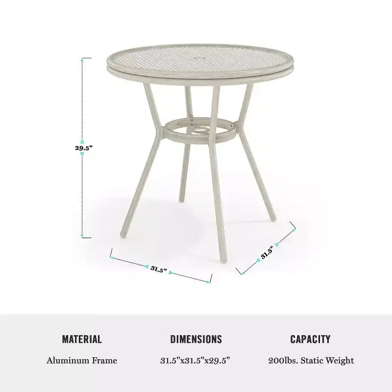 Martha Stewart Lily Pond Indoor-Outdoor Bistro Dining Table with 4 Stackable Bistro Chairs