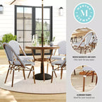 Martha Stewart Lily Pond Indoor-Outdoor Bistro Dining Table with 4 Stackable Bistro Chairs