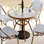 Martha Stewart Lily Pond Indoor-Outdoor Bistro Dining Table with 4 Stackable Bistro Chairs