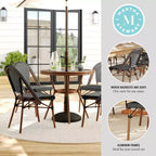 Martha Stewart Lily Pond Indoor-Outdoor Bistro Dining Table with 4 Stackable Bistro Chairs