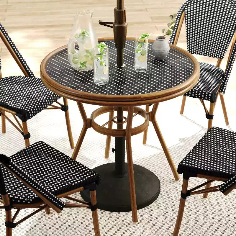 Martha Stewart Lily Pond Indoor-Outdoor Bistro Dining Table with 4 Stackable Bistro Chairs