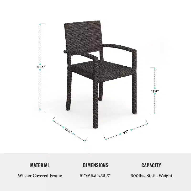 Martha Stewart Bedford 7-Piece Indoor-Outdoor Dining Set with 6 Stackable Dining Chairs and 62 Patio Table with Engineered Wood Top in Rattan Wicker