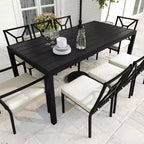 Ensemble de salle à manger d'extérieur 9 pièces Martha Stewart avec 8 chaises empilables et table de 71 pouces, en acier noir