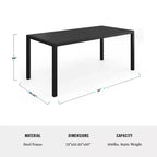Ensemble de salle à manger d'extérieur 9 pièces Martha Stewart avec 8 chaises empilables et table de 71 pouces, en acier noir