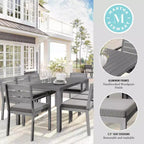 Ensemble de salle à manger d'extérieur Martha Stewart Bedford avec table de 180 cm et 8 chaises avec finition en aluminium brossé aspect bois et coussins résistants aux intempéries