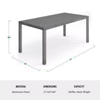 Ensemble de salle à manger d'extérieur Martha Stewart Bedford avec table de 180 cm et 8 chaises avec finition en aluminium brossé aspect bois et coussins résistants aux intempéries
