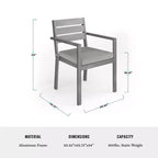 Ensemble de salle à manger d'extérieur Martha Stewart Bedford avec table de 180 cm et 8 chaises avec finition en aluminium brossé aspect bois et coussins résistants aux intempéries