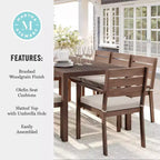 Ensemble de salle à manger d'extérieur Martha Stewart Bedford avec table de 180 cm et 8 chaises avec finition en aluminium brossé aspect bois et coussins résistants aux intempéries