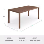 Ensemble de salle à manger d'extérieur Martha Stewart Bedford avec table de 180 cm et 8 chaises avec finition en aluminium brossé aspect bois et coussins résistants aux intempéries