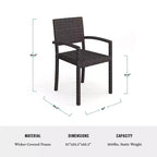 Martha Stewart Bedford 9-Piece Indoor-Outdoor Dining Set with 8 Stackable Dining Chairs and 71 Patio Table with Engineered Wood Top in Rattan Wicker