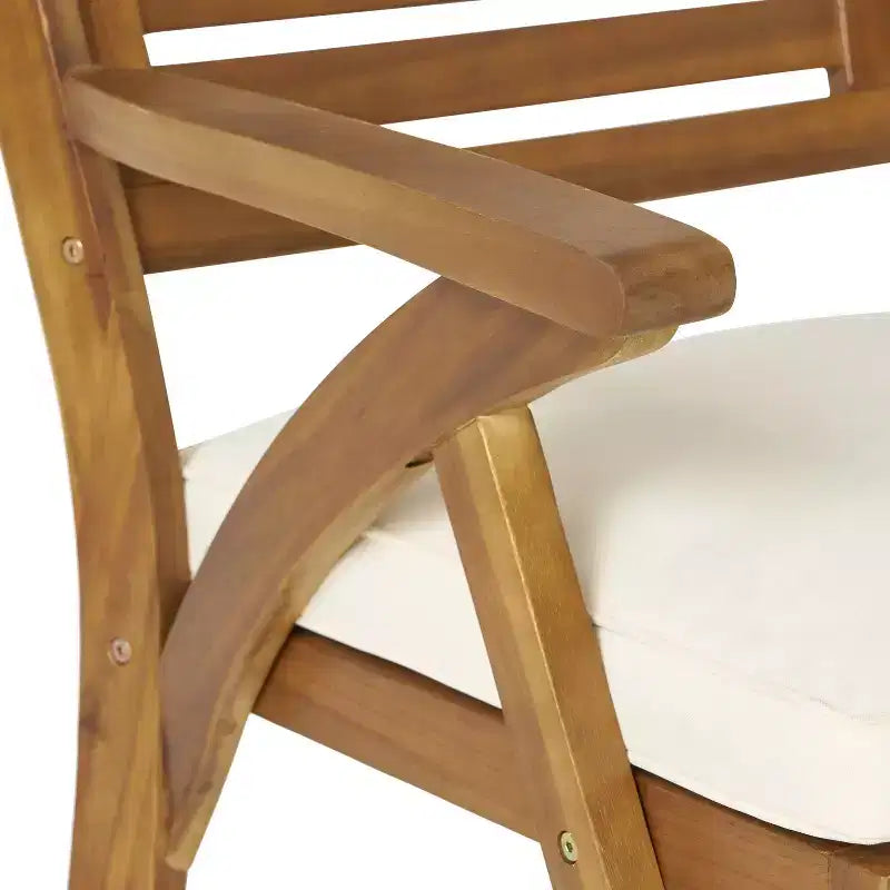 GDFStudio Lennox Ensemble de salle à manger d'extérieur 7 pièces en bois d'acacia avec coussins, teck/crème
