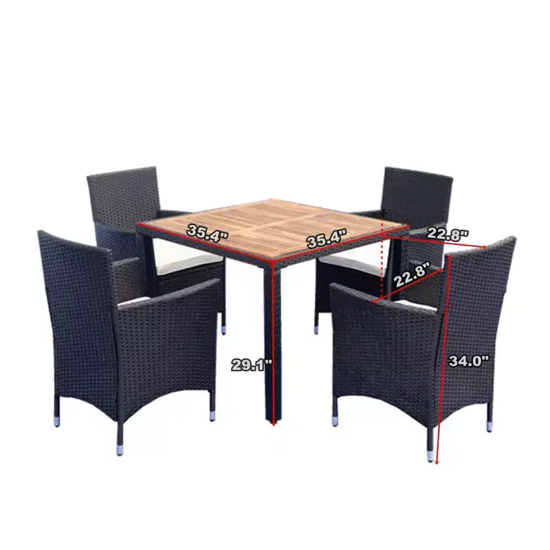 Ensemble de salle à manger d'extérieur en osier Whisen 7 pièces avec plateau de table en bois d'acacia, 6 chaises