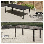 Crestlive Products - Ensemble de salle à manger d'extérieur 7 pièces, table rectangulaire de patio avec chaises pliantes, cadre en aluminium, plateau aspect bois et trou pour parasol