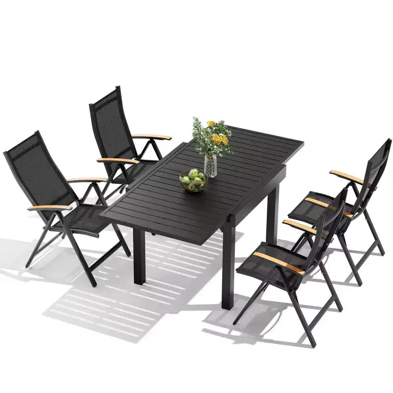 Crestlive Products – Ensembles de salle à manger d'extérieur modernes en aluminium, table de salle à manger de terrasse extensible avec chaises pliantes pour 4 à 10 personnes