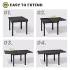 Crestlive Products – Ensembles de salle à manger d'extérieur modernes en aluminium, table de salle à manger de terrasse extensible avec chaises pliantes pour 4 à 10 personnes