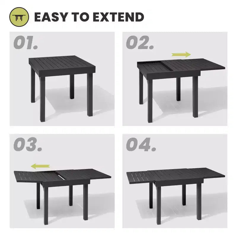 Crestlive Products – Ensembles de salle à manger d'extérieur modernes en aluminium, table de salle à manger de terrasse extensible avec chaises pliantes pour 4 à 10 personnes