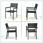 Crestlive Products Ensemble repas de jardin 7 pièces en aluminium, table de 183 cm et 6 chaises avec plateau en bois composite et trou pour parasol pour piscine et pelouse extérieure
