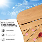 Crestlive Products Ensemble repas de jardin 7 pièces en aluminium, table de 180 cm et 6 chaises avec plateau en bois composite et trou pour parasol pour extérieur, piscine, pelouse