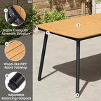 Crestlive Products Ensemble repas de jardin 7 pièces en aluminium, table de 180 cm et 6 chaises avec plateau en bois composite et trou pour parasol pour extérieur, piscine, pelouse