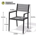 Crestlive Products Ensemble repas de jardin 7 pièces en aluminium, table de 180 cm et 6 chaises avec plateau en bois composite et trou pour parasol pour extérieur, piscine, pelouse