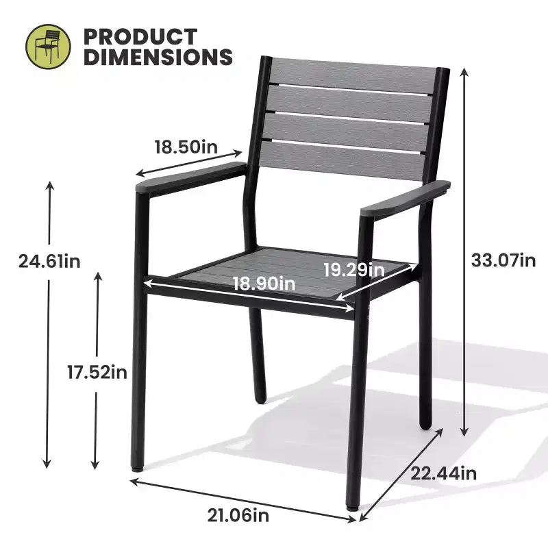 Crestlive Products Ensemble repas de jardin 7 pièces en aluminium, table de 180 cm et 6 chaises avec plateau en bois composite et trou pour parasol pour extérieur, piscine, pelouse