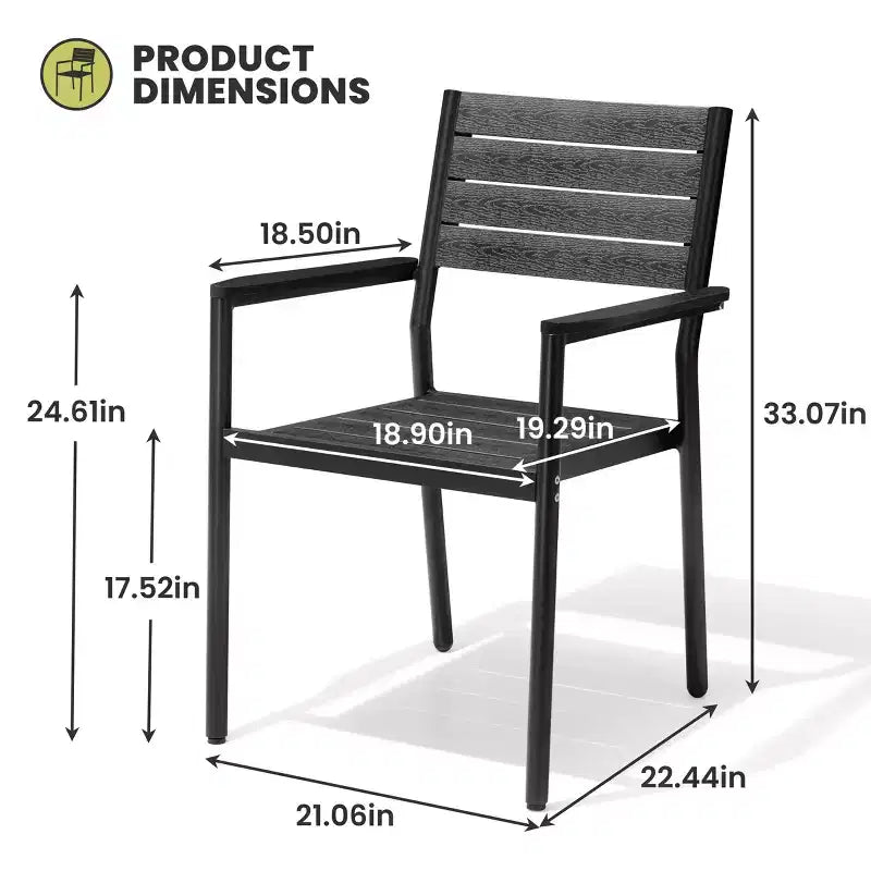 Crestlive Products Ensemble repas de jardin 7 pièces en aluminium, table de 180 cm et 6 chaises avec plateau en bois composite et trou pour parasol pour extérieur, piscine, pelouse