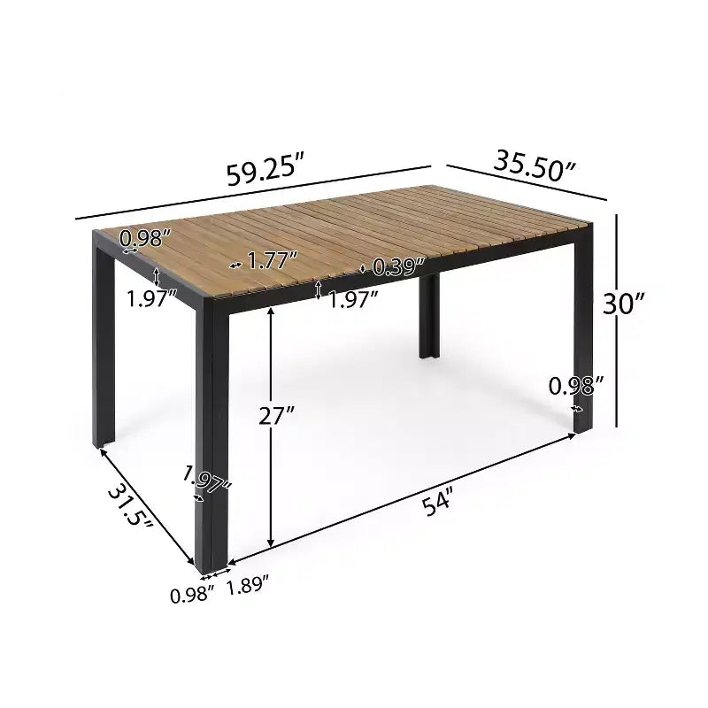 Christopher Knight Home Abel Ensemble de salle à manger 7 pièces en bois d'acacia et osier d'extérieur avec coussins, teck/marron multicolore