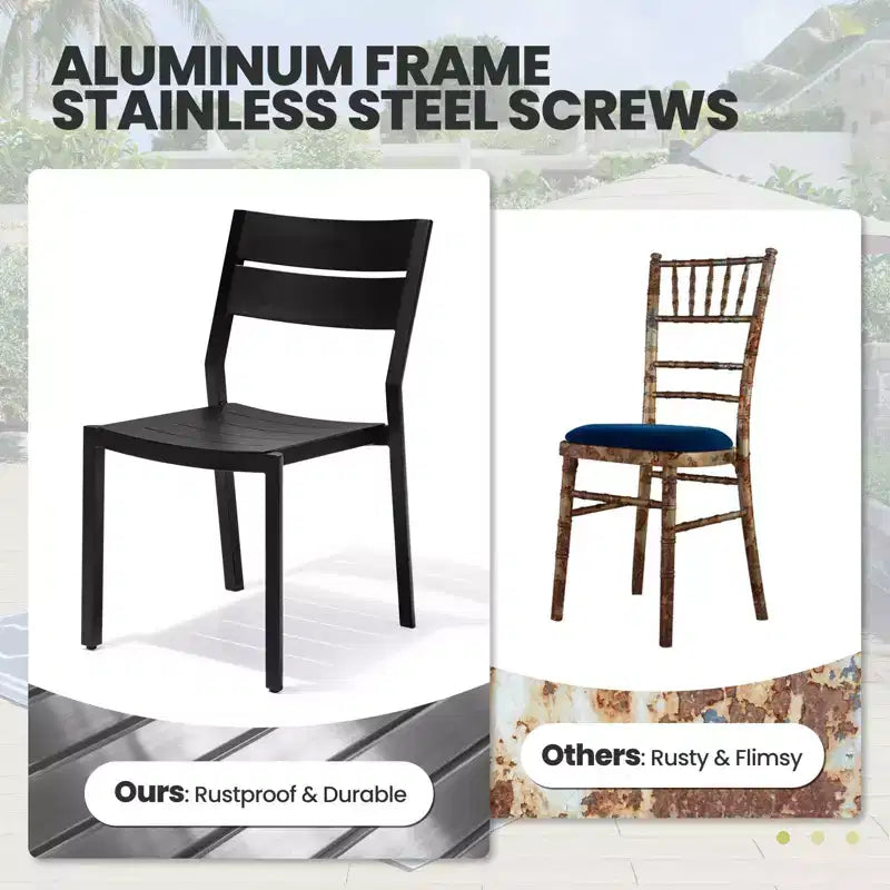 Crestlive Products Ensemble de salle à manger d'extérieur 9 pièces en aluminium, table de 240 cm et 8 chaises, plateau en aluminium, noir pour piscine et pelouse