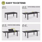 Crestlive Products Ensemble de salle à manger d'extérieur 9 pièces en aluminium, table de 240 cm et 8 chaises, plateau en aluminium, noir pour piscine et pelouse