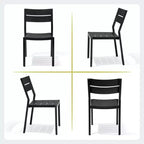 Crestlive Products Ensemble de salle à manger de patio en aluminium 7 pièces Table de 210 cm et 6 chaises Plateau de table en aluminium noir pour extérieur piscine pelouse