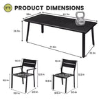 Crestlive Products Ensemble de salle à manger de patio en aluminium 7 pièces Table de 210 cm et 6 chaises Plateau de table en aluminium noir pour extérieur piscine pelouse