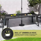 Crestlive Products Ensemble de salle à manger de patio en aluminium 7 pièces Table de 210 cm et 6 chaises Plateau de table en aluminium noir pour extérieur piscine pelouse