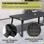 Crestlive Products Ensemble de salle à manger de patio en aluminium 7 pièces Table de 210 cm et 6 chaises Plateau de table en aluminium noir pour extérieur piscine pelouse