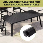 Crestlive Products Ensemble de salle à manger de patio en aluminium 7 pièces Table de 210 cm et 6 chaises Plateau de table en aluminium noir pour extérieur piscine pelouse