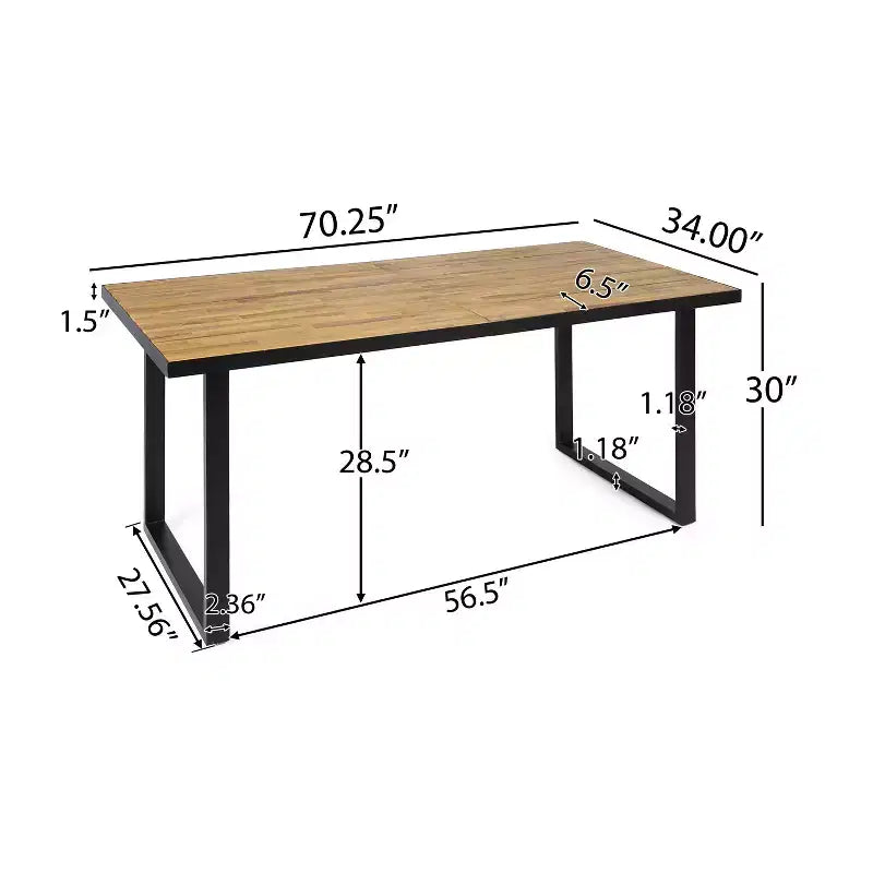 Christopher Knight Home Alderson, ensemble de salle à manger d'extérieur 7 pièces en fer et bois d'acacia, teck et noir
