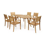 Ensemble de salle à manger d'extérieur 7 pièces en bois d'acacia à lattes Holloway de Christopher Knight Home