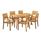 Christopher Knight Home Anchor, Ensemble de salle à manger d'extérieur 7 pièces en bois d'acacia à lattes