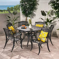 Christopher Knight Home Engelhardt Outdoor Cast Aluminum Hexagonal 7 Piece Dining Set, Antique Matte Black