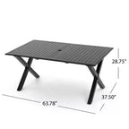 Christopher Knight Home Rogge Outdoor Wicker and Aluminum 7 Piece Expandable Dining Set with Cushion, Light Brown/Matte Black