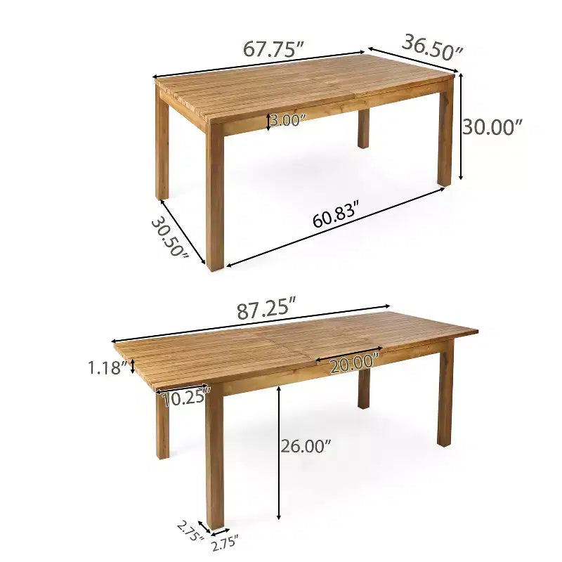 Christopher Knight Home Alondra – Ensemble de salle à manger extensible 9 pièces en bois d'acacia pour extérieur avec coussins, teck/crème